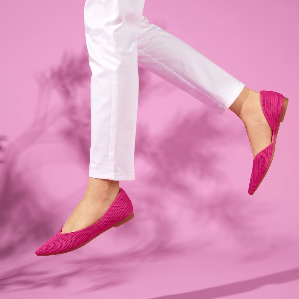 VIVAIA Melia Pitaya Pink Pointed‎ Toe dOrsay Knit Flats EU 39 US 8 NEW